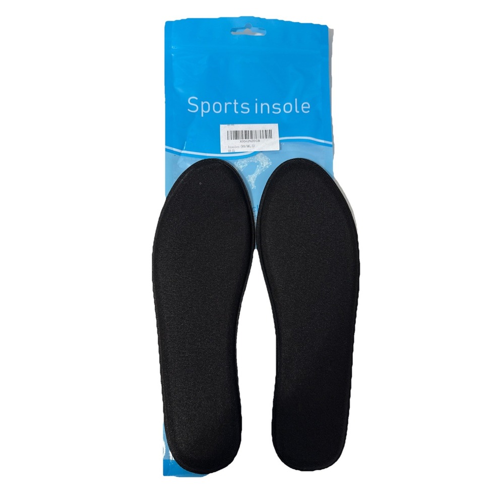 Sport Insoles Anti Slip/Shock Absorbing Black Memory Foam Inserts Length 9.5‎ in